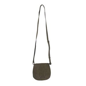 Olive Green Crossbody Bag With Adjustable Strap & Textured Finish